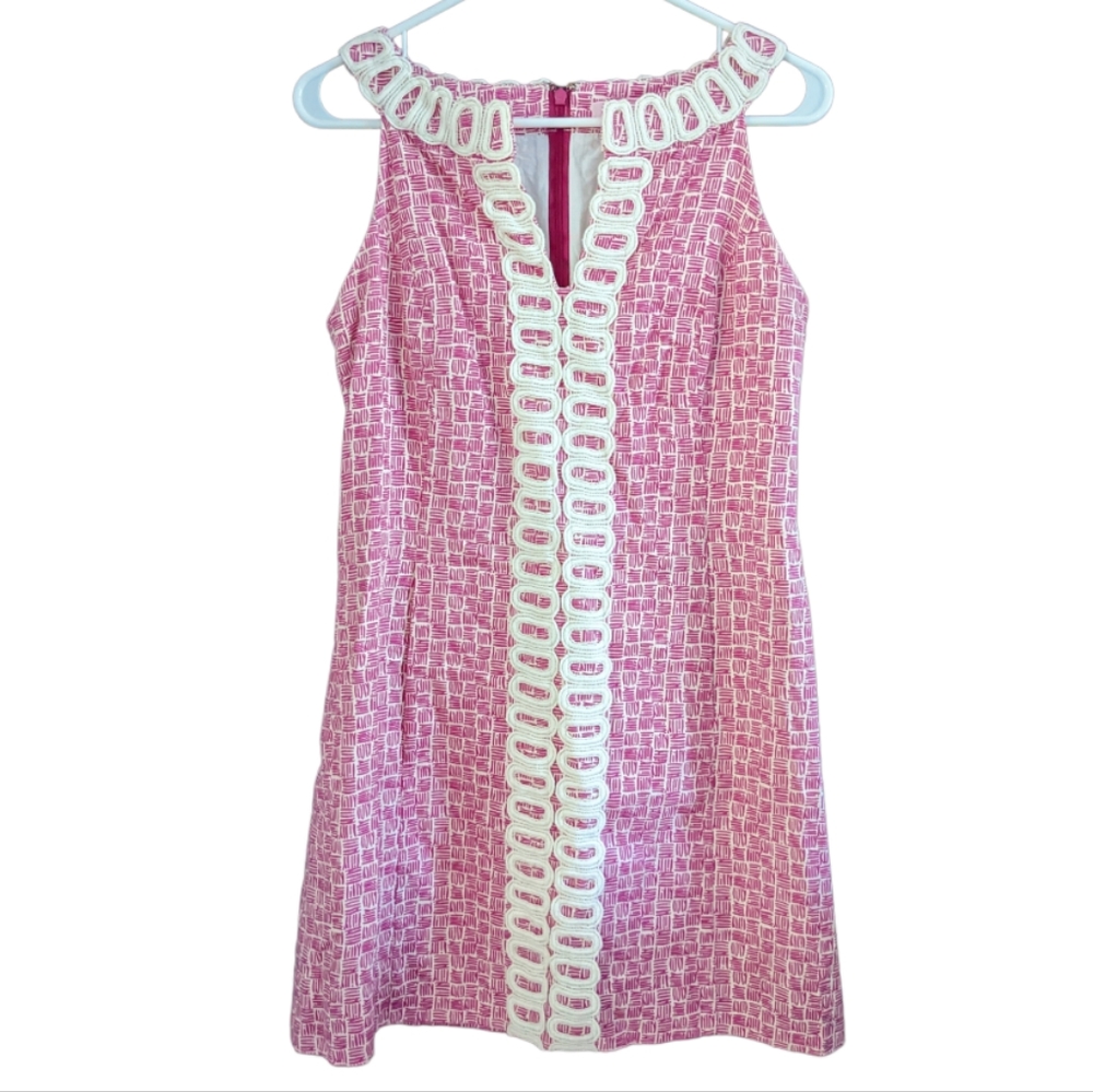 Lilly Pulitzer Pink and White Sleeveless Shift Dress